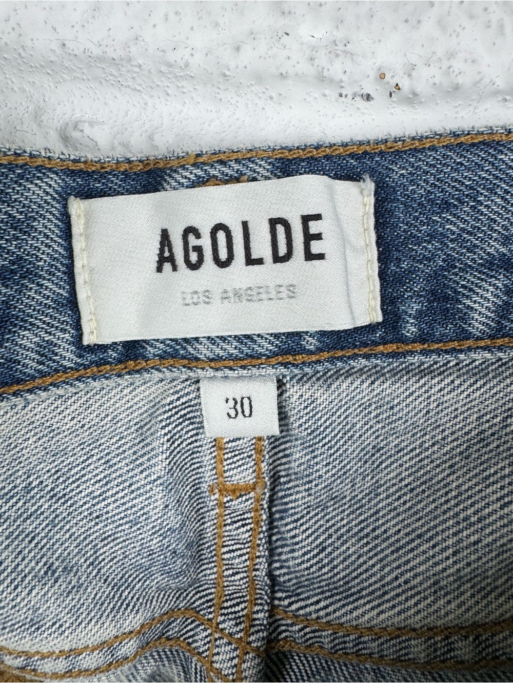 Agolde Light Blue High-Rise Frayed Hem Denim Shorts - Picture 3 of 10